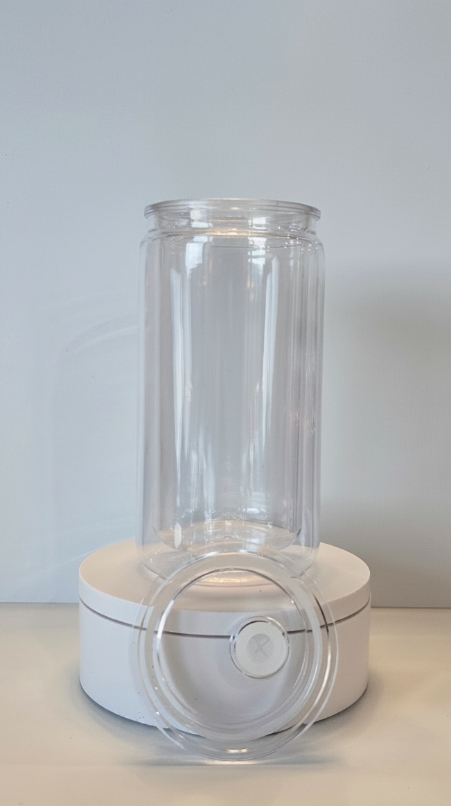 16oz Plastic snowglobe tumbler (Clear straw & lid)
