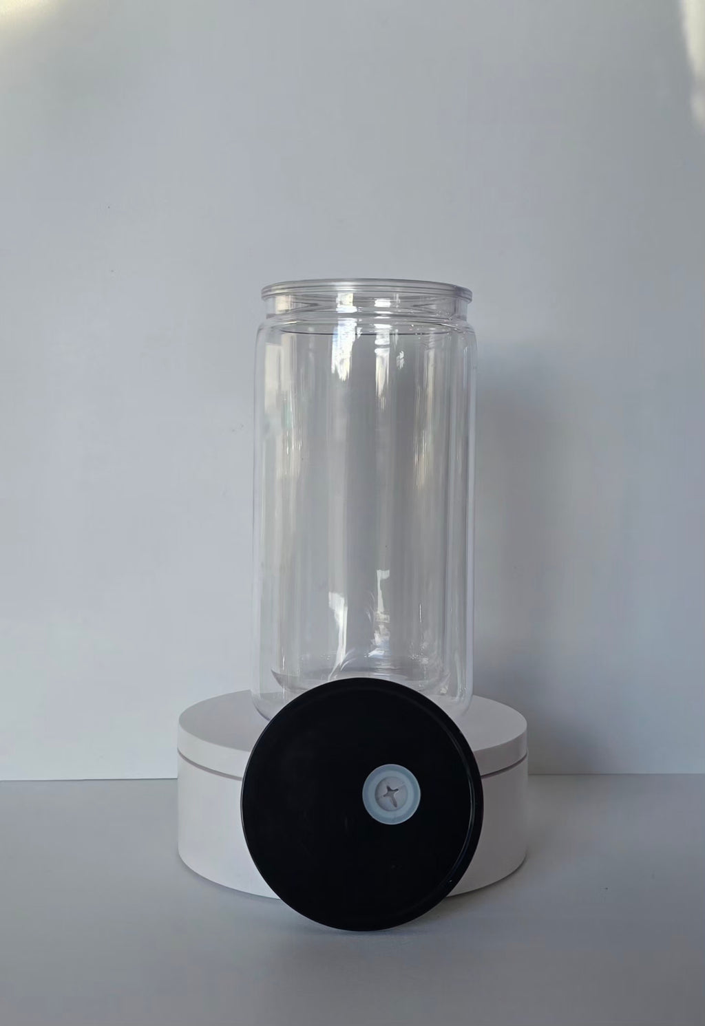 16oz Plastic snowglobe tumbler (Color straw & lid)