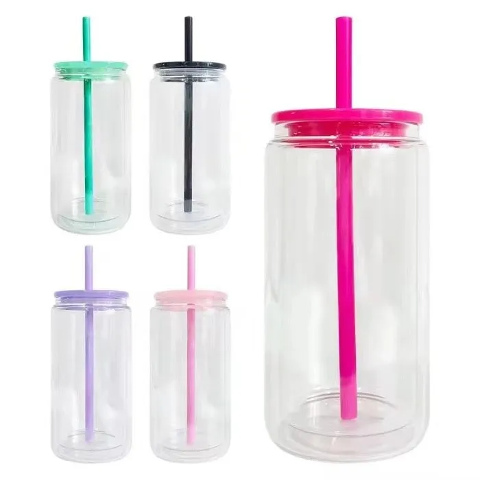 16oz Plastic snowglobe tumbler (Color straw & lid)