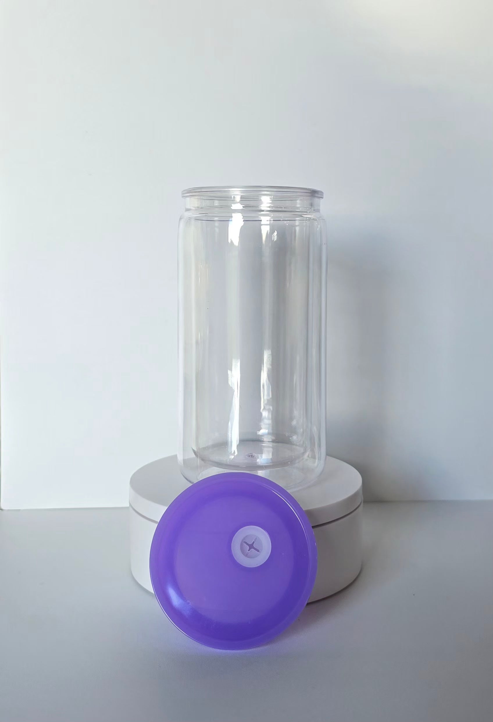 16oz Plastic snowglobe tumbler (Color straw & lid)