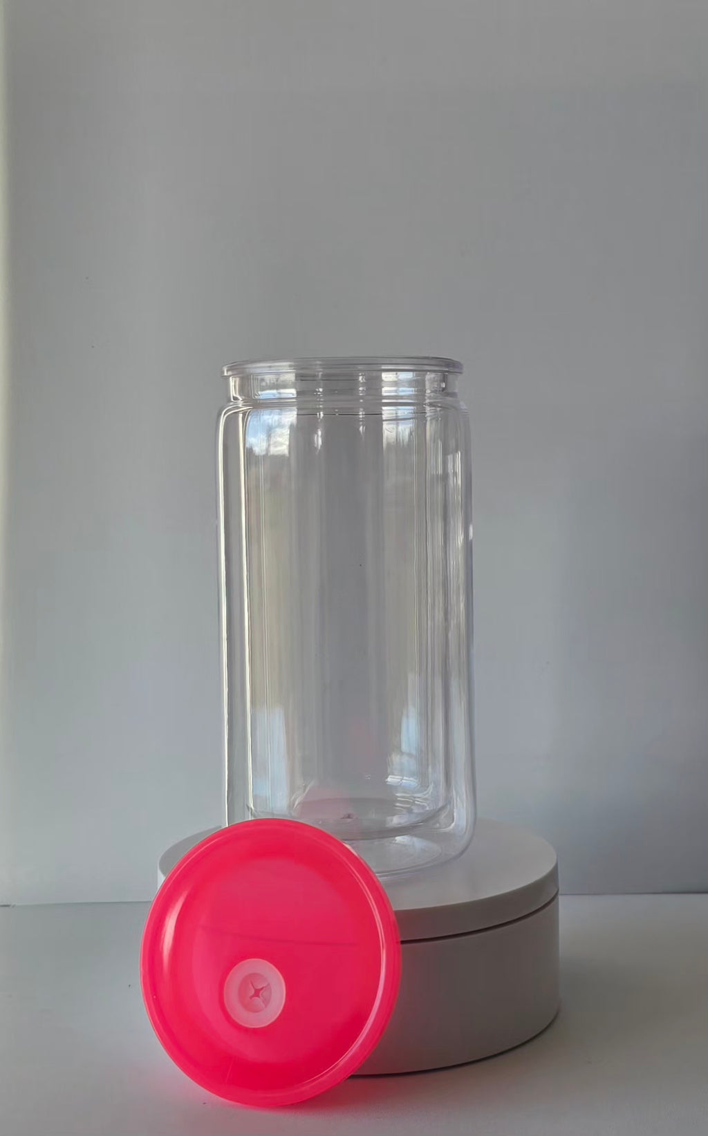 16oz Plastic snowglobe tumbler (Color straw & lid)