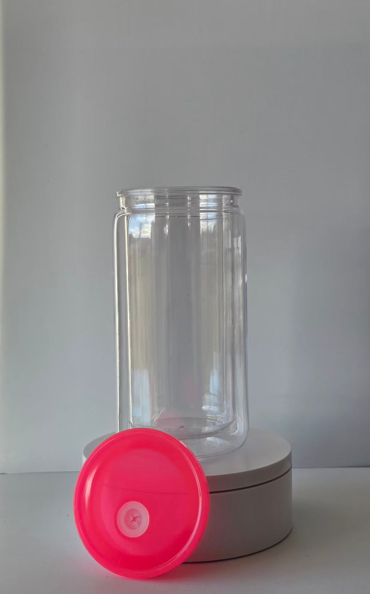 16oz Plastic snowglobe tumbler (Color straw & lid)